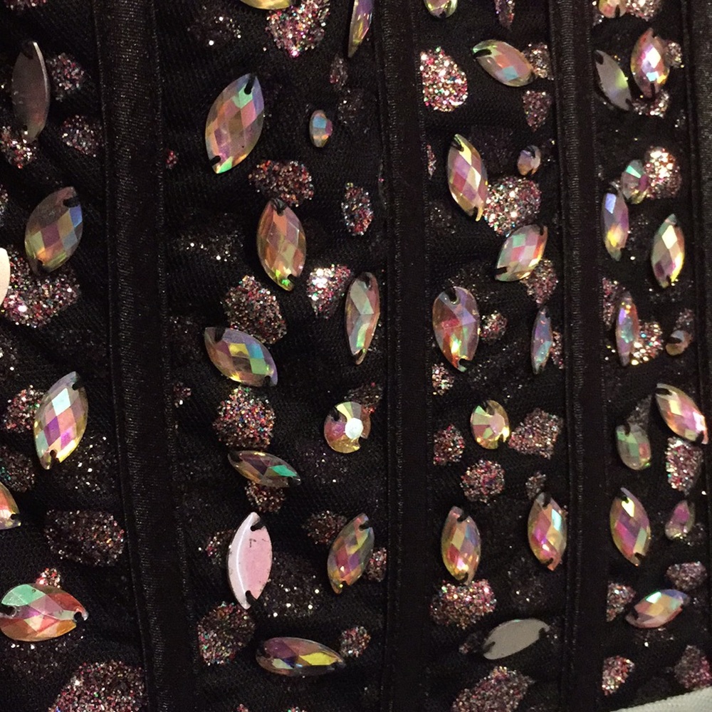 Tiffany blue and black beaded cocktail dress - Picture 2 of 2